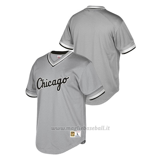 Maglia Baseball Hombre Chicago White Sox Cooperstown Collection Mesh Wordmark V Neck Grigio